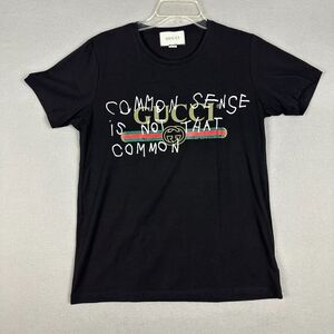 Gucci Women's XL Common Sense Is Not That Common T-Shirt Black Crewneck